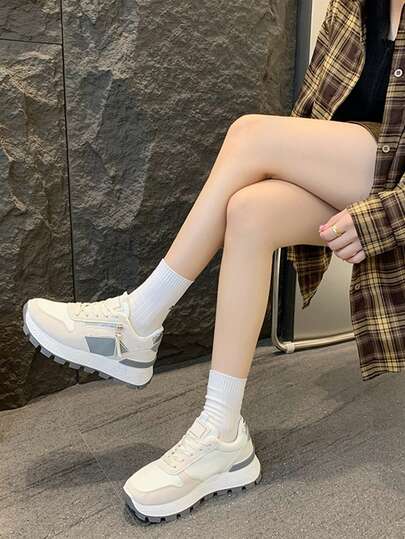 舒适休闲女鞋，2025秋季新款轻便软底跑步鞋，时尚厚底运动鞋