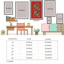 2D Flat Printing, 1pc, A Cartoon Fox With A Bushy Tail Inside A Den-Like Shape, With Forest Elements Like Trees And A Crescent Moon, Canvas Wall Art For Living Room, Bathroom Wall Art Bedroom Framed Wall Art Poster Art Prints Ready To Hang Pictures Home Decorations Wall Decor For Office - 彩色 - 查看 5