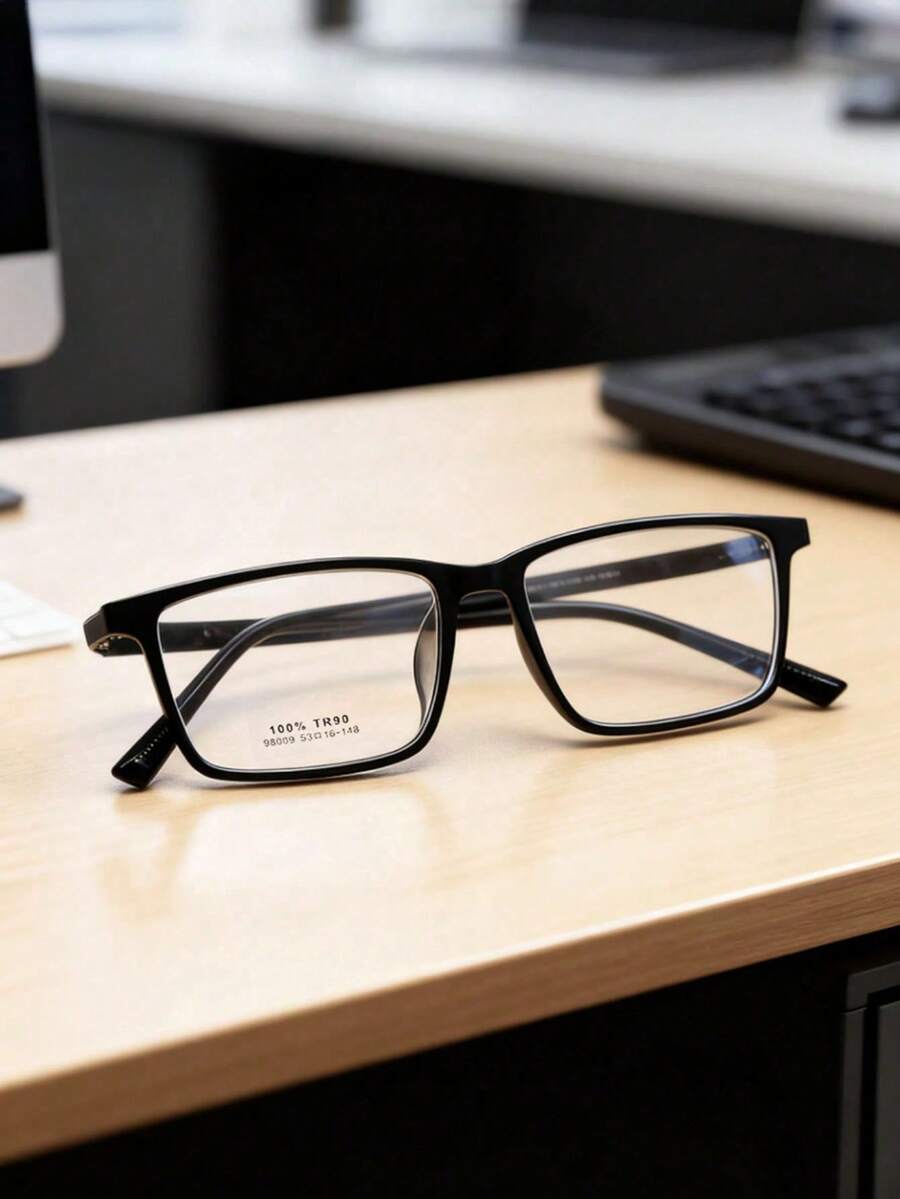 1副简约时尚黑色TR90眼镜框 - 经典方形，适合办公室佩戴，轻盈百搭，日常百搭 - A - 查看 1