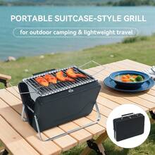 REDSUN Portable Foldable Charcoal Grill, Sturdy Stainless Steel Outdoor BBQ Rack, Folding Home/Camping Barbecue Oven