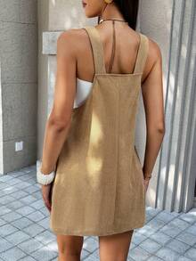 Look Polly Women's Casual Vacation Valentine's Day Holiday Beach Bodycon Dress With Pockets, Spring/Summer - Khaki - View 5