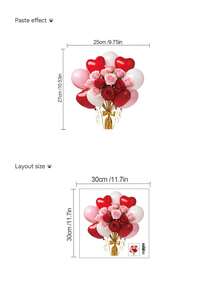 1pc Valentine's Day Wall Sticker, Rose Flower, Heart, Balloon, Creating A Romantic And Warm Holiday Atmosphere, Suitable For Couple's Room, Bedroom, Living Room, Study, Dining Room, Bathroom, Home Wall Decor, Room Decoration, Etc. - Multicolor - View 11