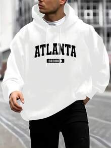 Plus Size Patterned Hoodie - Casual Oversized Pullover With Kangaroo Pocket, Polyester Blend, Washable - Choice Autumn And Winter Z0KB - White - View 1