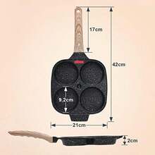 Sartén Tortitas, Sartén Huevos Poche de 4 Agujeros con Tapa Sartén Antiadherente de Aluminio para Desayuno Huevos Fritos Panqueques, para Estufas de Gas y Cocinas de Inducción(Negro 01 + lid) - Multicolor - Ver 4