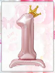 1 quả bóng bay số hình vương miện khổng lồ màu hồng, kích thước 42 inch, bằng giấy bạc ánh kim, thích hợp trang trí tiệc sinh nhật, lễ kỷ niệm và ngày lễ - Phụ kiện chụp ảnh - Hồng - Xem 2