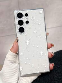1pc Transparent TPU Phone Case With UV Painted Winter White Snowflake Pattern, Compatible With Android Phones Galaxy S25, S25 Plus, S25 Ultra, S24, S24 Plus, S24 Ultra, S23, S23 Plus, S23 Ultra, S23 FE, S22, S22 Plus, S22 Ultra, S21, S21 Plus, S21 Ultra, A56, A55, A54, A53, A52, A51, A23, A22, A24, A25, A26, A12, A13, A14, A15, A16, A32, A33, A34, A35, A36, A05, A05S, A06, A07, F15, M15, M55, REDMI A3, A5, 13C, 14C, 15C, Honor 400, 400 Pro - Multicolor - View 5