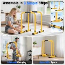Sportsroyals Adjustable Dip Bar Station Heavy Duty Parallette And Parallel Bars 400LBS Stable Dip Stands For Home Gym Calisthenics And Upper Body Workout Equipment - Yellow - View 7