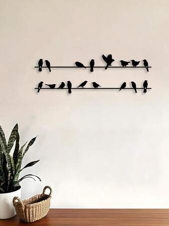 Set Of 1/2 Black Metal Bird Wall Art - Decorative Indoor/Outdoor Garden Sculptures, Easy-To-Hang Home & Entryway Accents, No Power Required