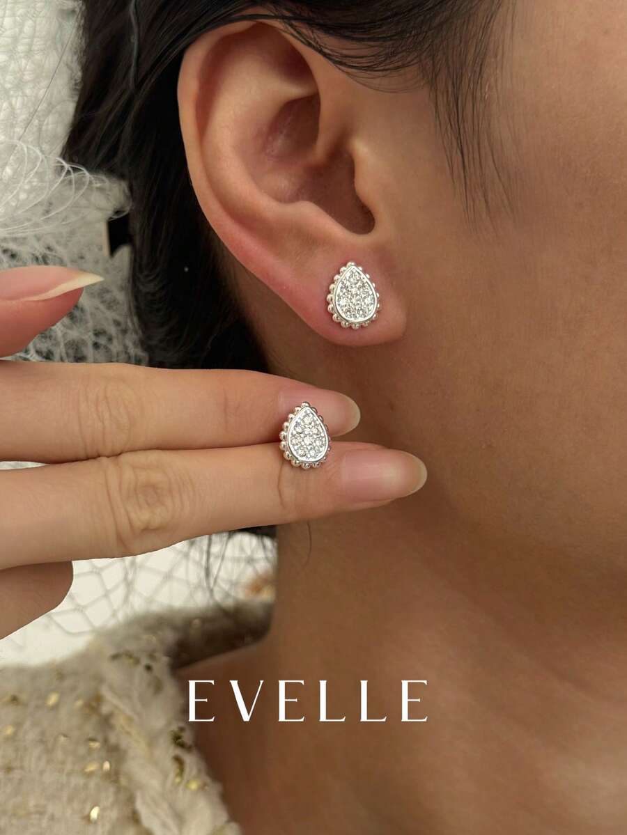 Silver Earrings, Elegant & Cute Copper Cubic Zirconia Earrings, Suitable For Daily Wear And Gatherings - Silver - View 1