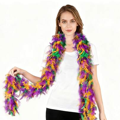 80克 2码 白色蓬松羽毛围巾，适合派对、圣诞树、音乐会、婚礼和家居装饰