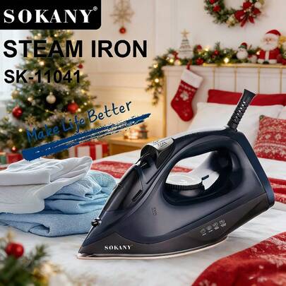 SOKANY 11041 Multi-Functional Household Electric Iron, Steam Iron, Garment Steamer, 1600W High Power, Fast Heating, 210ml Large Capacity, Multi-Temperature Control, LED Display. Ceramic Soleplate, Easy To Iron Collars, Buttons And Other Small Areas. Suitable For Home Use, An Ideal Home Assistant For Business Professionals.