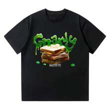 KATSEYE Gnarly T-Shirts, Creative Fashion, Unisex, Cotton, Korean Style, Kpop, Casual, Short Sleeve, Round Neck, Y2K - 黑色 - 查看 1