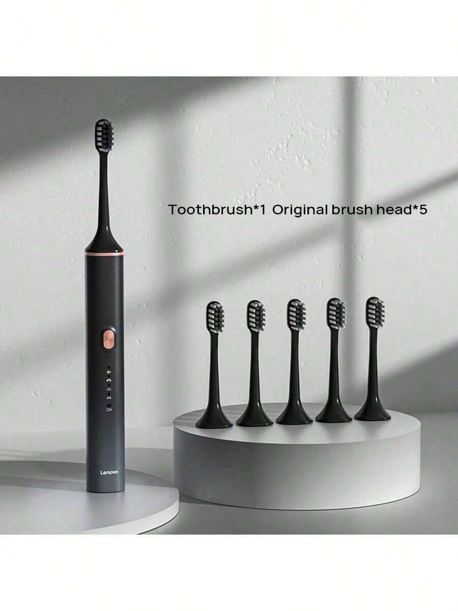 Lenovo Bàn chải đánh răng điện A1PRO pin siêu dài, chống nước IPX7, đầu bàn chải chăm sóc nướu nhạy cảm, kiểm soát áp suất thông minh để ngăn ngừa va chạm răng, 4 chế độ làm sạch, sử dụng 30 ngày + Nhắc nhở đặt lại vùng - màu đen - Xem 1