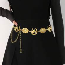 1 chiếc dây đeo eo hình hoa hướng dương bằng kim loại dành cho nữ, trang sức cơ thể, có thể dùng để điều chỉnh và trang trí trang phục. - màu vàng cổ xưa - Xem 5