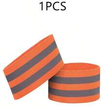 1条高能见度反光腕带/臂带/脚踝带/腿带，弹性可调节，适合夜间步行、骑行、跑步、慢跑等运动。