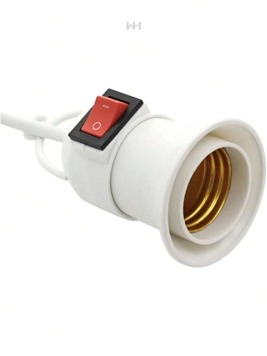Extensión Eléctrica Flexible con Socket Interruptor Switch Porta Lampara para Foco Clavija Polarizada 5 METROS - Blanco - Ver 1