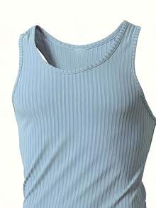 Men's Ribbed Knit Stretch Fitness Summer Tank Top - Form-Fitting, Breathable, Versatile Casual Sleeveless Top