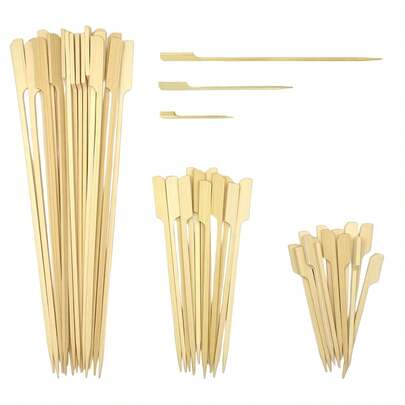 50/100pcs 9/15/25cm Barbecue Skewers, Suitable For Barbecue, Fruit, Cocktail Decoration, Iron Pot Roasted Meat, Cotton Candy, Disposable Grilling Tools, Suitable For BBQ, Ramadan, Holiday Parties