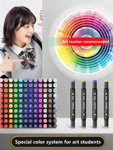 48/60/80/120/168pcs Christmas Handmade Dual-Tip Colored Art Markers Set, Quick-Dry Waterproof Permanent Markers Suitable For Glass, Wood, Metal And More, Great For Artists, Adult Coloring, Sketching, Illustration, Card Making, Christmas & New Year Gifts, Refillable - Multicolor - View 2