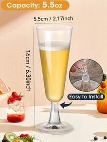 5.5 Oz Reusable Plastic Champagne Flutes, Modern And Elegant, Suitable For Weddings, Parties, Birthdays, New Year