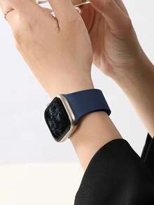 Huastonband 柔軟矽膠運動瑜伽防汗防滑時尚荔枝紋藍色錶帶，適用於 42mm 38mm 40mm 41mm 44mm 45mm 46mm 49mm，時尚智慧手錶替換錶帶 Ultra SE 11 10 9 8 7 6 5 4，男士與女士智慧手錶配件，女士配件，男士配件，夏季海灘派對聚會假期禮物，畢業季返校學生同學禮物 - 午夜藍 - 查看 8