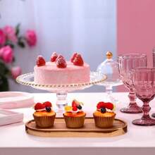 1个长方形木质托盘，椭圆形托盘，适合盛放食物、零食、饮料、寿司、牛排、披萨、甜点、蛋糕和面包，可用作早餐托盘、咖啡托盘、茶托盘，方便携带，也可作为家居厨房装饰或乔迁礼物。 - 棕色 - 查看 3