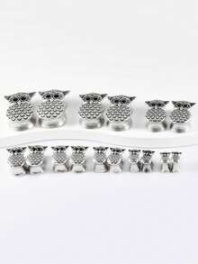 1个铜猫头鹰耳扩，空心猫头鹰耳塞，耳廓扩张器，耳洞穿刺饰品，8毫米-25毫米 - 如圖 - 查看 3