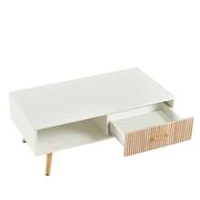Rectangle Coffee Table / Modern Coffee Table For Living Room / With Solid Wood Legs / Sliding Drawer For Storage / Suitable For Bedrooms, Rooms, And Small Spaces - 白色 - 查看 8