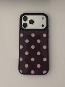 适用于 12/13/14/15/16/17 Pro Max/14/15/16 Plus/17 Air/17 Pro/11 的可爱简约黑色波点手机壳,时尚撞色设计,防震黑色边框,是送给朋友或女性的理想礼物 - 粉紅波點 - 查看 3