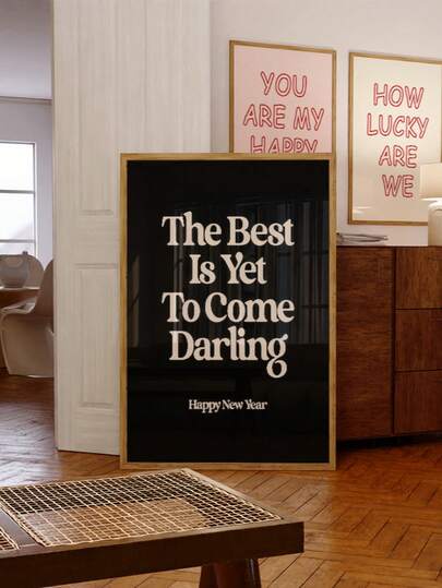 1幅无框2026新年励志语录帆布海报，极简美学风格，适用于公寓、客厅、卧室、宿舍、派对、送礼、返校季等场合，是卧室装饰的理想之选。这款海报风格复古，适合大学宿舍等场所。