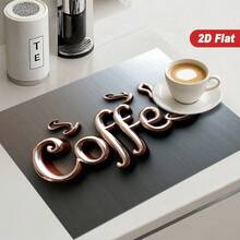 2D Flat, 1pc Coffee Art Metallic Finish Stove Protection Mat 28.35x20.47inch - Scratch-Resistant, Heat-Resistant, Easy To Clean, Multifunctional Induction Cooker Cover With Stylish Coffee Cup Design For Ceramic & Gas Stoves, Kitchen Decor - 20,47 inch * 28,35 inch - 2 - Xem 7