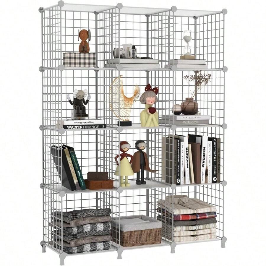12 Cube Storage Wire Closet Organizers DIY Stackable Storage Shelves ...
