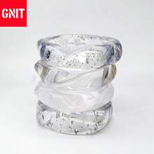 GNIT 4pcs/Set, 1pc Asymmetric Resin Transparent Silver Foil Unique Women Bracelet, Suitable For Daily Wear And Gift (Each Bracelet Has Different Patterns) - Twisted Transparent Series - View 4