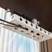 1个免钻孔金属网状桌下理线槽，带固定装置，3孔理线槽，配备桌面线缆管理器和桌下线缆整理器，可调节线缆架，适用于家庭办公室站立式桌面 - 彩色 - 查看 9