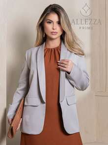 Max Blazer Tailored Luxury Casual Basic Social Sport Elegant Slim Fit Fitted New Release Simple Fabric Faux Pockets Blazer Evening Holiday Wedding Office Daily Birthday Party Formal And Evening Travel Stage And Concert Airport Wear All - 淺灰色 - 查看 2
