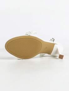 Women's Elegant Western-Style Wedding Pearl Decor Buckle High Heel Sandals - White - View 5