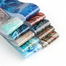 10pcs/Set(Bagged)Marble Gradient Nail Art Foils Set Nail Transfer Sticker Paper DIY Manicure Nail Decoration Accessories - 彩色 - 查看 2