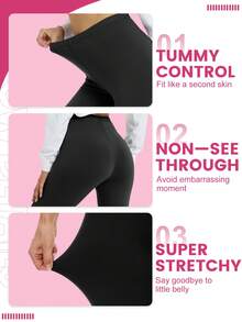 7-Pack Women'S Low-Waisted Leggings - Tummy Control Soft Yoga Ankle Pants, All-Season Workout Leggings For Running, Pilates - 黑色 - 查看 3