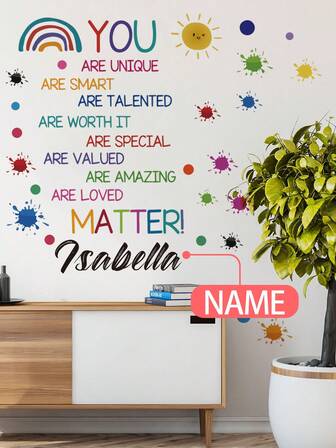 1 pieza - Papel tapiz personalizado - Decoración de habitación de niñas Accesorio personalizado, Decoración del hogar autoadhesiva, Pegatina de pared extraíble para habitación de niños, Decoración de pared personalizada como regalo, Decoración de sala de estar, Decoración de ventana - Decoración de pared creativa y linda, Decoración de habitación de niños