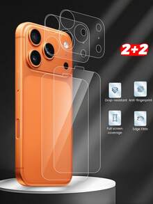 2pcs/Set High Definition Lens Film + 2pcs/Set Clear PET Back Film Compatible With IPhone 17 Pro Max/17 Pro, Phone Accessories, Minimalist Design, Transparent Thin Film, Durable, Protective Layer, Camera Lens, Scratch-Resistant, Won't Affect Phone Case - Clear - View 12