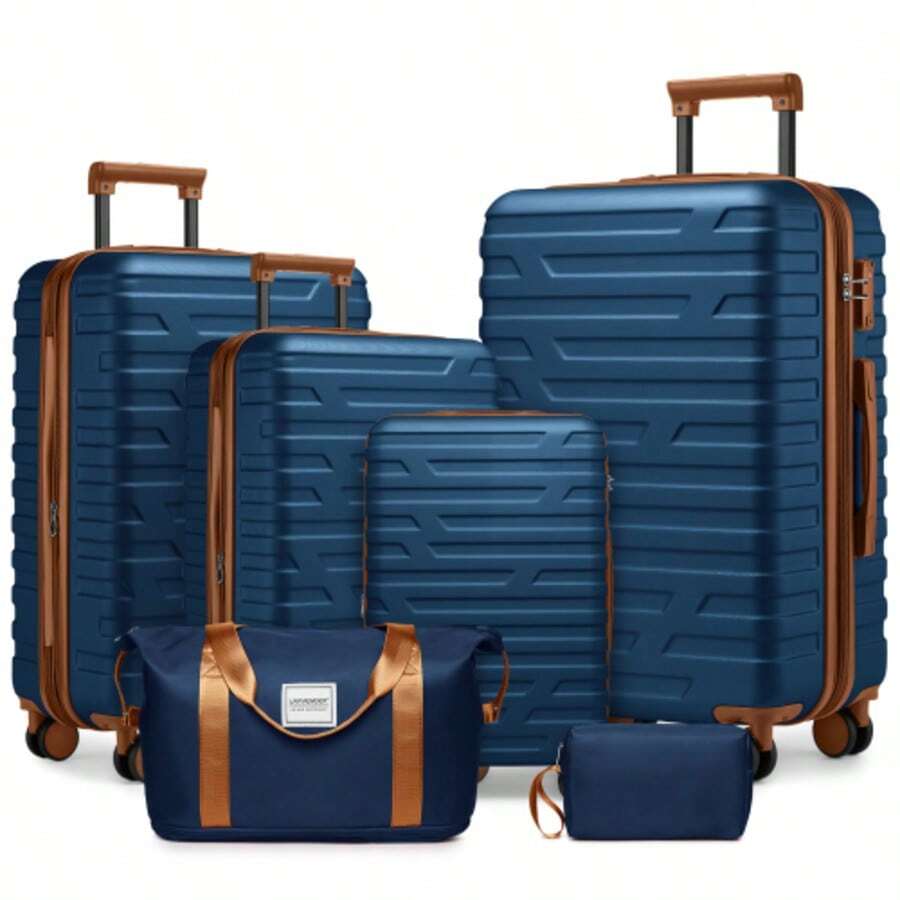 Luggage Sets 6 Piece With Duffel Bags, Hardside Expandable Suitcases With Spinner Wheels TSA Lock, Navy Blue - Navy Blue - View 1