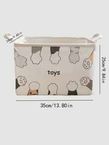 1pc Cartoon Cat Paw Minimalist Storage Basket, Foldable, Suitable For Storing Pet Clothes, Toys, Home, Kids Room, Bathroom Organizer - White - View 5