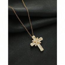 One Piece Of A Micro-Set Zirconia Cross Pendant Necklace In European And American Hip-Hop Style - Multicolor - View 10