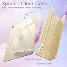 funda para tabletaJETech Funda itter para iPad Air 11 Pulgadas M3/M2 2025/2024 iPad Air 5/4 (2022/2020 5th/4th) con Soporte para Pencil Carcasa Lindo Sparkly Slim para s y Niñas (Oro) - Aire - Ver 4