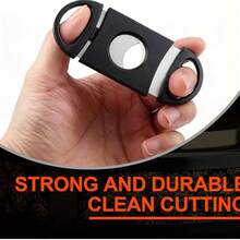 Black Double-Blade Cigar Cutter, Suitable For Most Cigar Sizes, Is A Portable Cutting Tool For Men And Also A Sharp And Clean Trimming Accessory, Enabling Precise Cutting. - Black - View 6