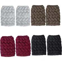 Womens Boot Socks Winter Warm Crochet Knitted Boot Cuffs Topper Socks Short Leg Warmers Gifts,35560928 - 藕粉色 - 查看 2
