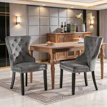 Dining Chairs - Gray + Velvet - View 1