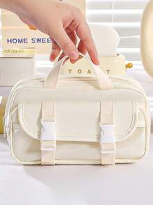1 chiếc hộp/túi đựng bút hai khóa cài, hình dáng vuông vức màu be kẻ caro, túi đựng văn phòng phẩm đa năng thời trang, vật dụng cần thiết cho học sinh khi bắt đầu năm học mới. - Nhiều màu - Xem 6