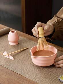 1/4pcs/Set Matcha Set- Matcha Whisk And Bowl- Matcha Tea Set- Matcha Bowl (Matcha Cup), Bamboo Whisk, Matcha Scoop, Matcha Whisk Stand (Chasen Holder)- The Perfect Matcha Kit For Matcha Tea Ceremony - 彩色 - 查看 5