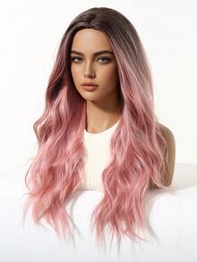 Lolita Pink Ombre Wig For Women Long Wavy Hair 60cm Curly Wig With Bangs Cosplay Headband Wigs Synthetic Wigs For Daily Use - 漸層粉紅色 - 查看 7